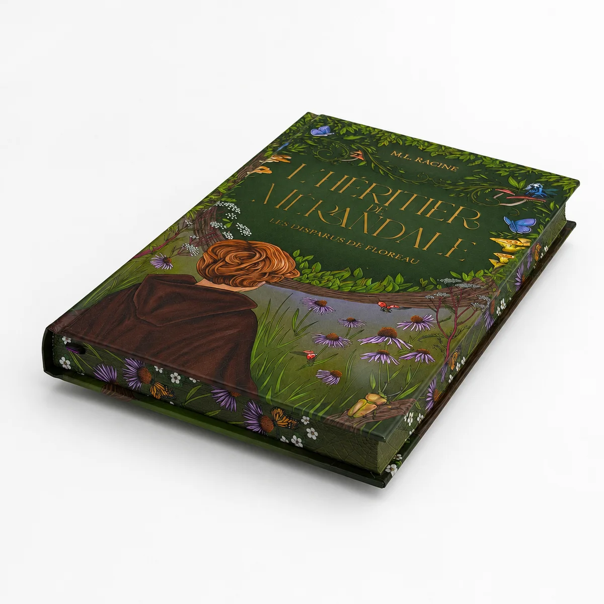Premium hardcover children's book printing with gold foil stamping, colored edge printing, rounded spine binding and ribbon marker