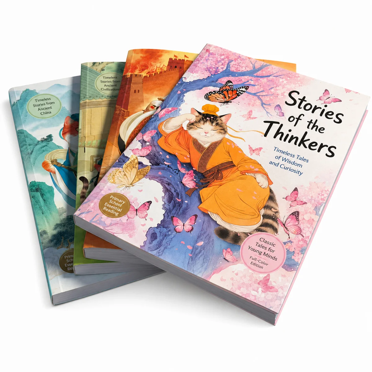 Custom children's story book printing with flap cover, section sewn perfect binding, and full-color illustrated pages.